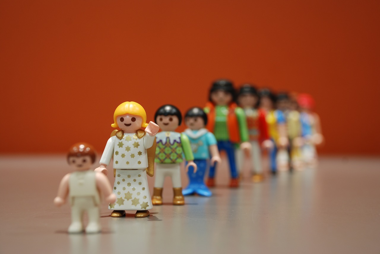 row playmobil at the front free photo