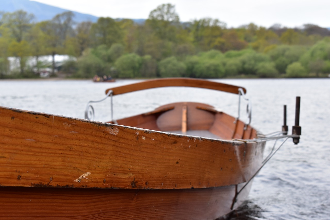 rowing boat wooden lake free photo