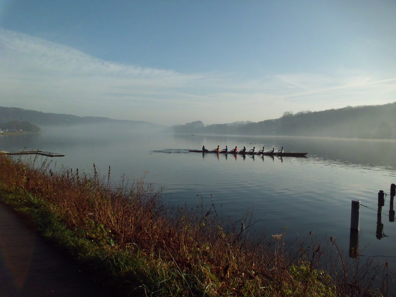 rowing boat  roller coaster  fog free photo