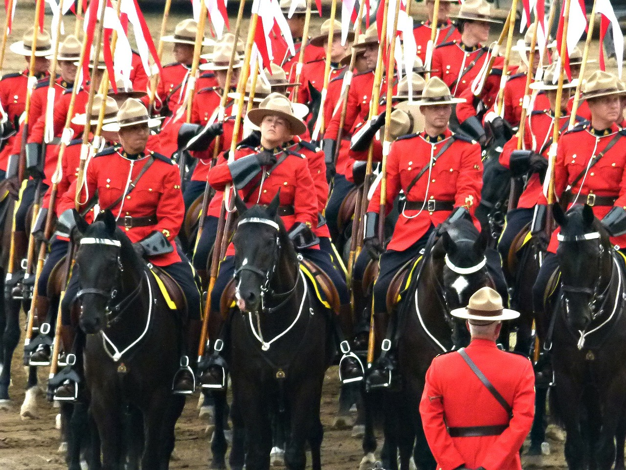 royal canadien mounted police crowd peoples free photo
