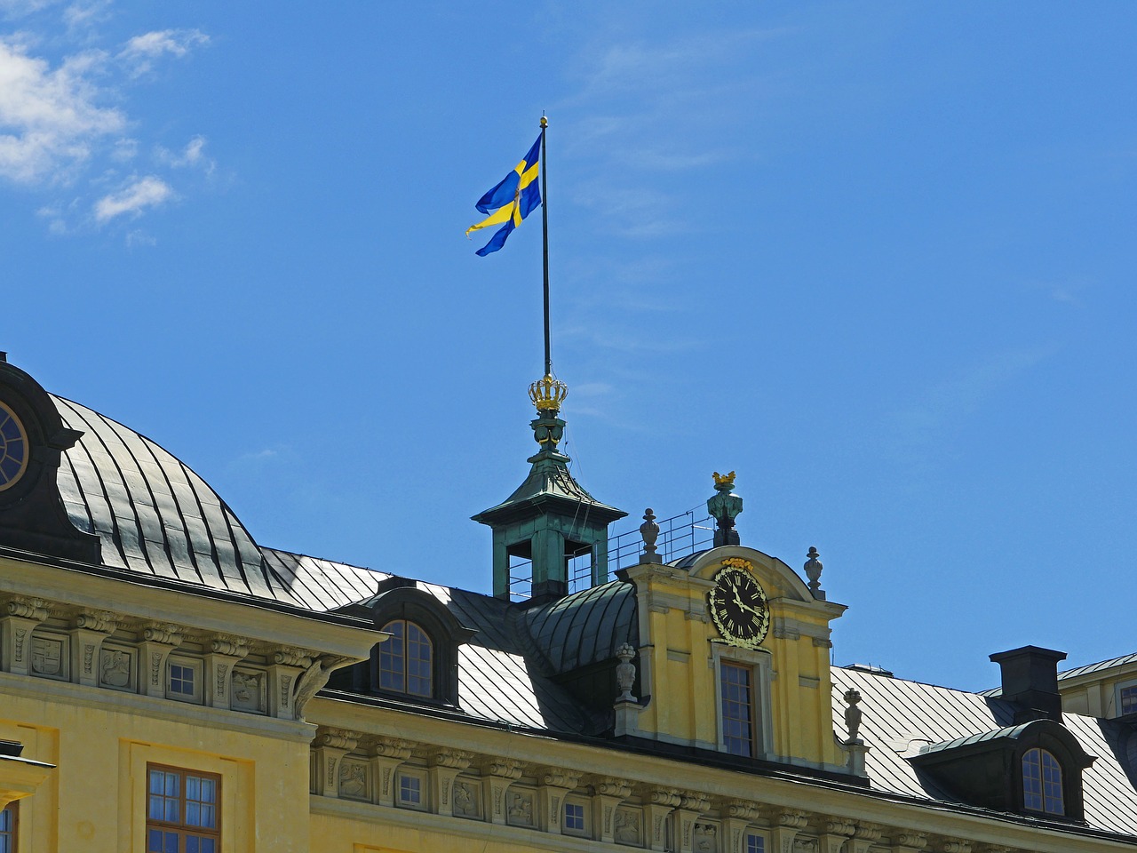 royal flag drottningholm palace stockholm free photo