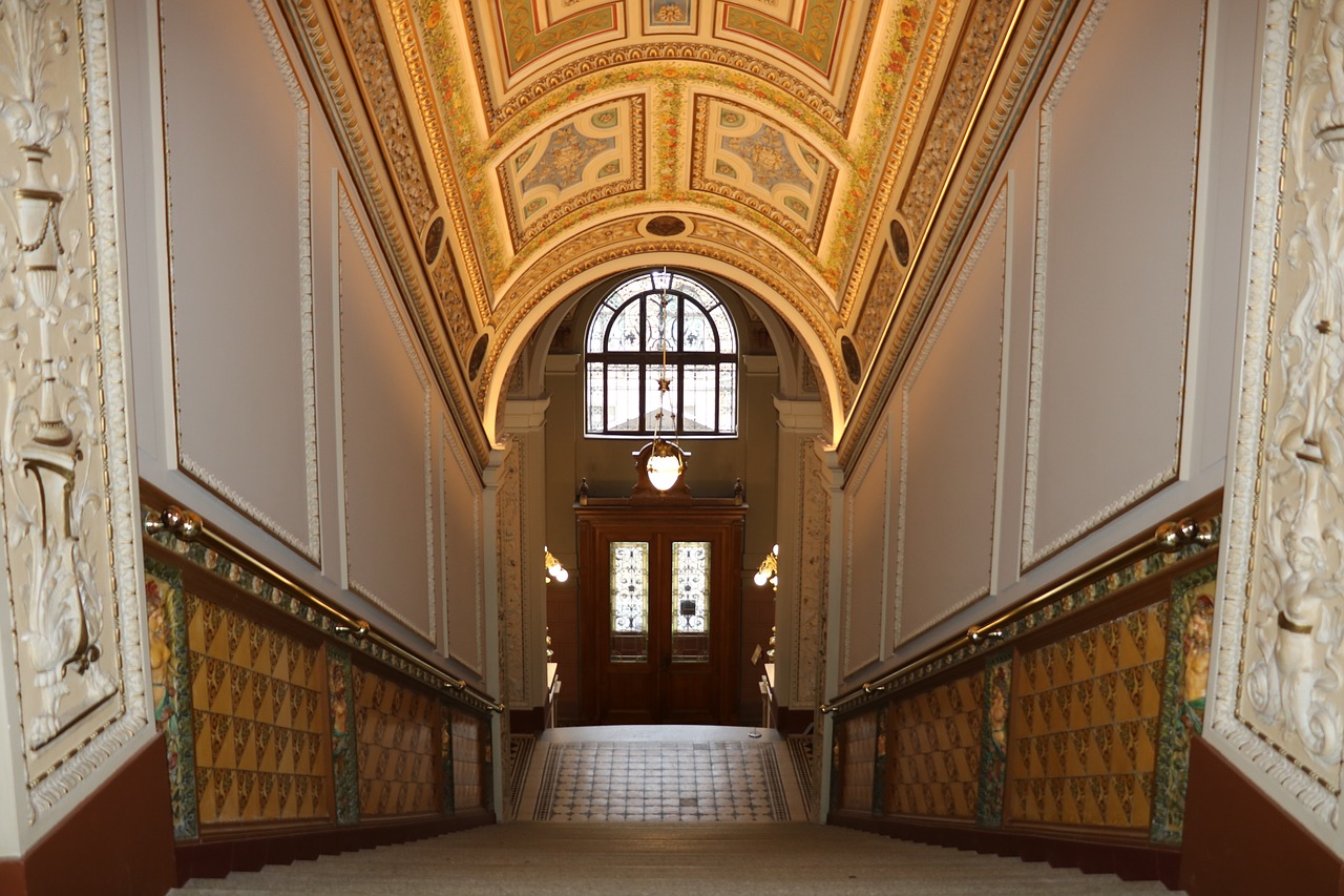 royal palace  golden decorations  stairs free photo