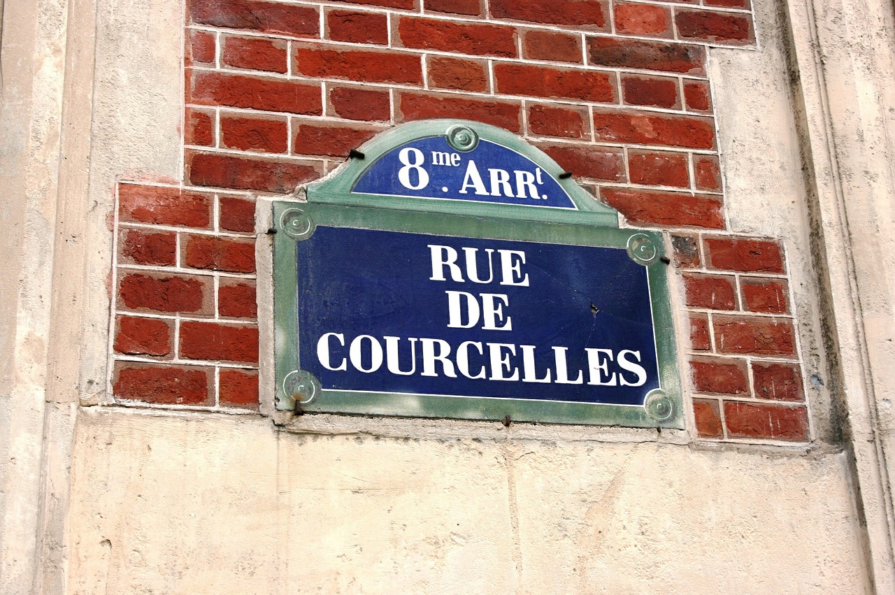 rue de courcelles street sign paris free photo