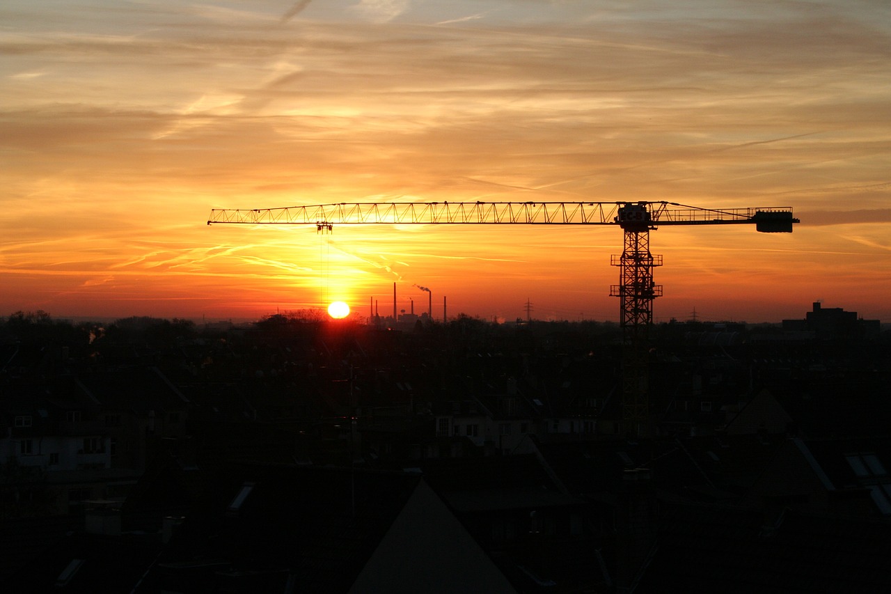 ruhr area sunrise industrial plant free photo