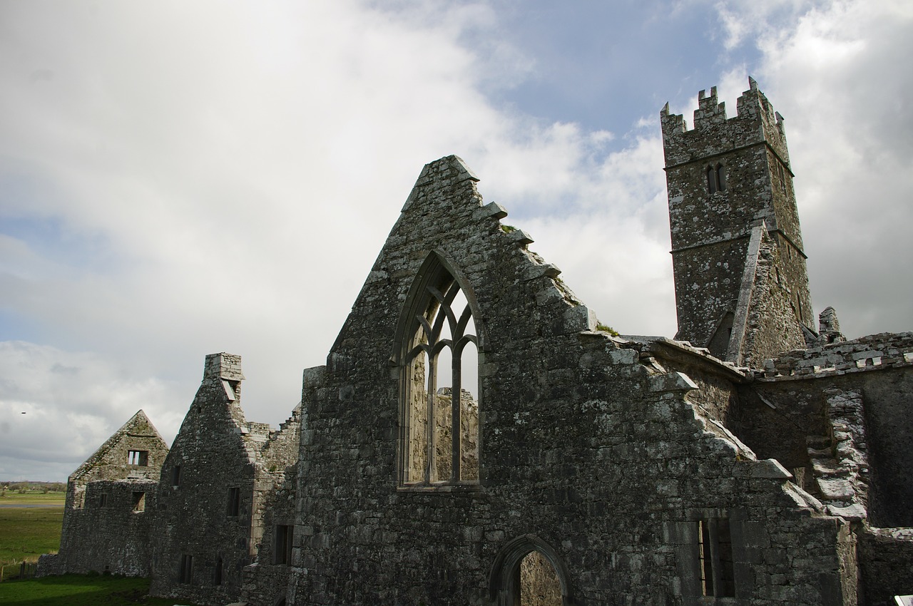 ruins abbey connemara free photo