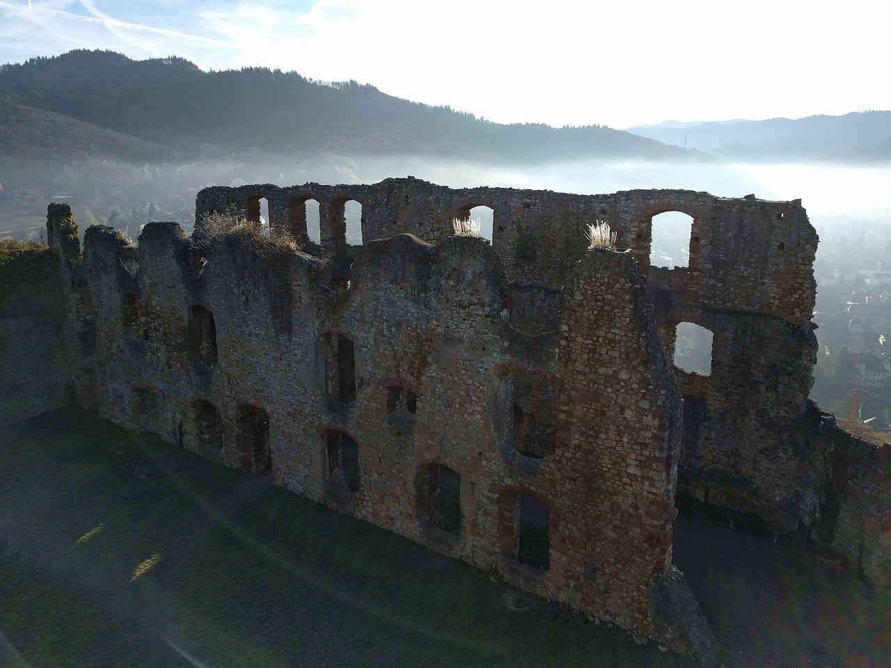 ruins mist landscape free photo