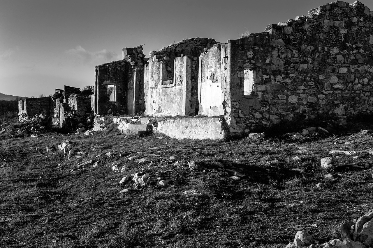 ruins black and white building free photo