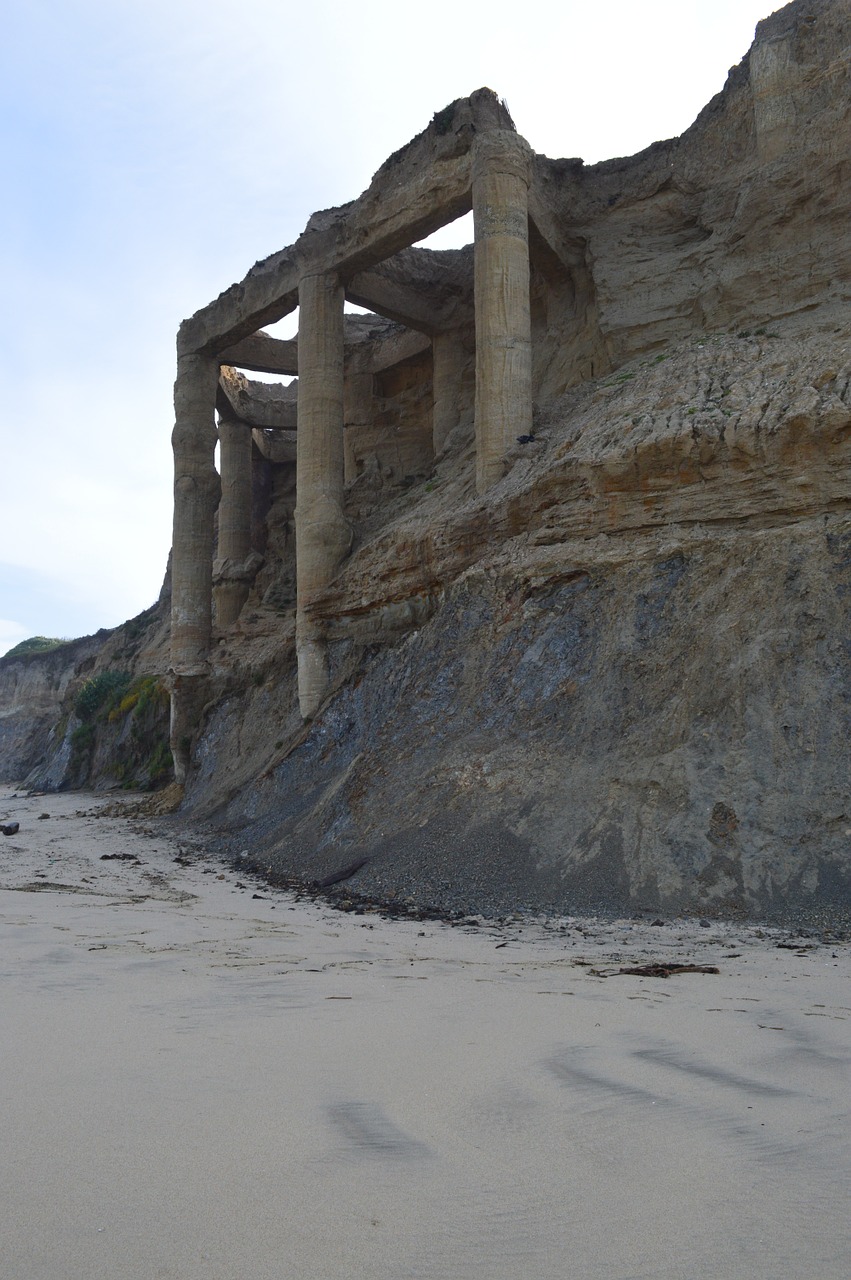 ruins beach cliff free photo