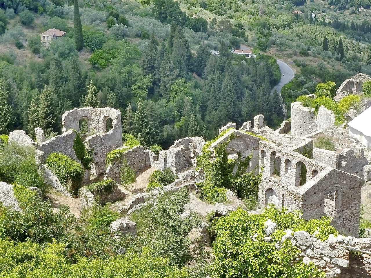 ruins mystras monastery free photo