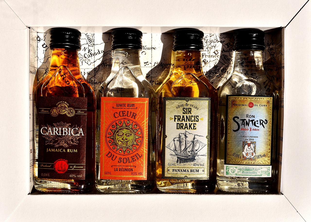 rum alcohol bottles free photo