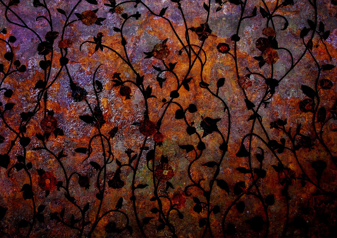 rust flowers pattern free photo