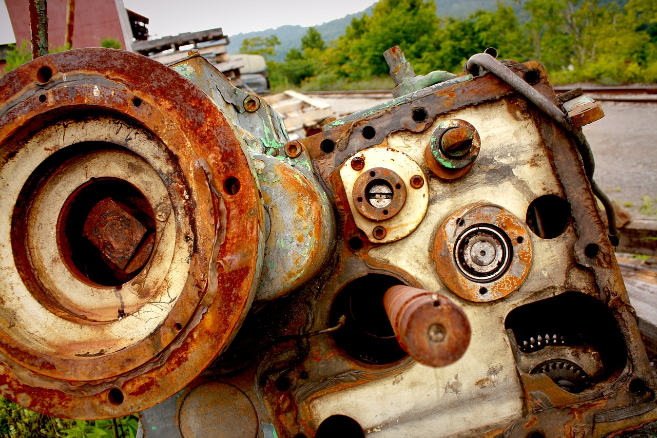 rusted motor junkyard motor free photo
