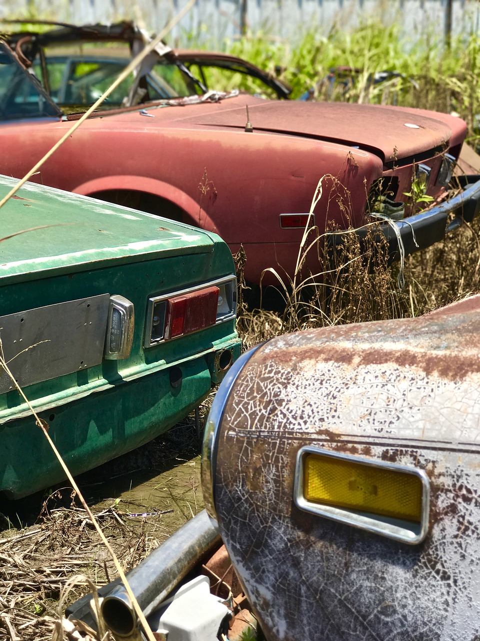 rusty relics old cars junkyard free photo