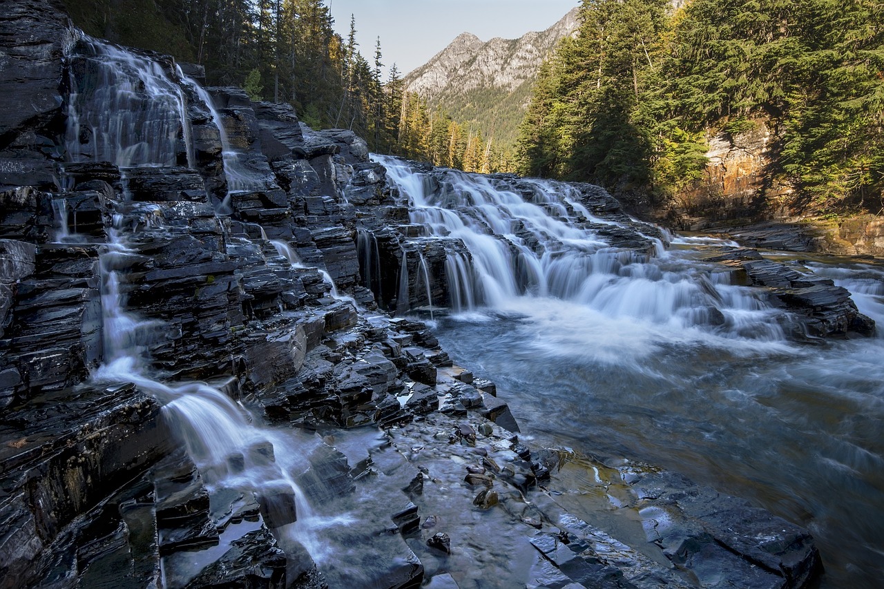 sacred dancing cascade waterfall glacier national park free photo