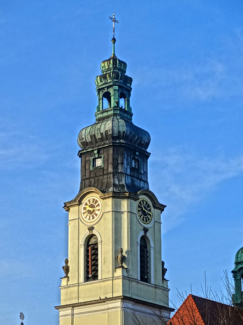 sacred heart church tower steeple free photo