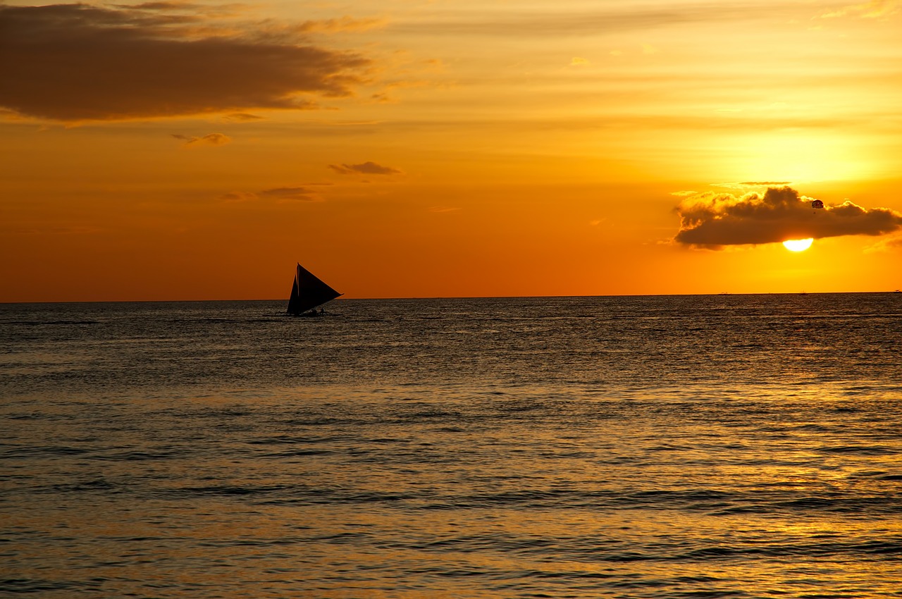 sail sunset sea free photo