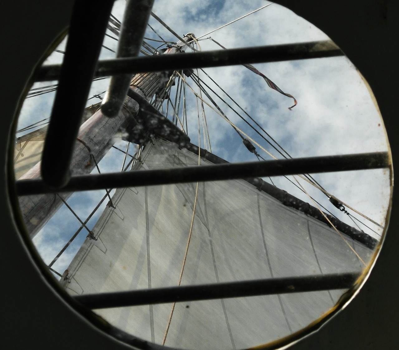 sail ship porthole free photo