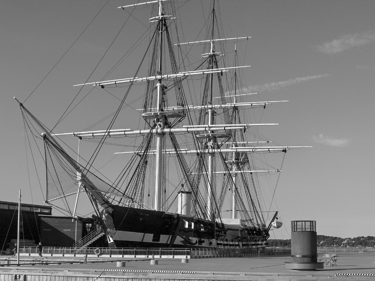 sailboat three-master black and white free photo