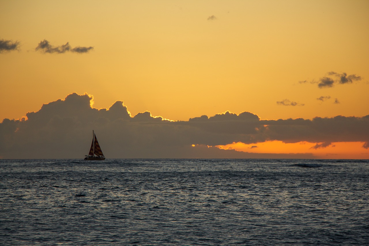 sailboat hawaii sunset free photo