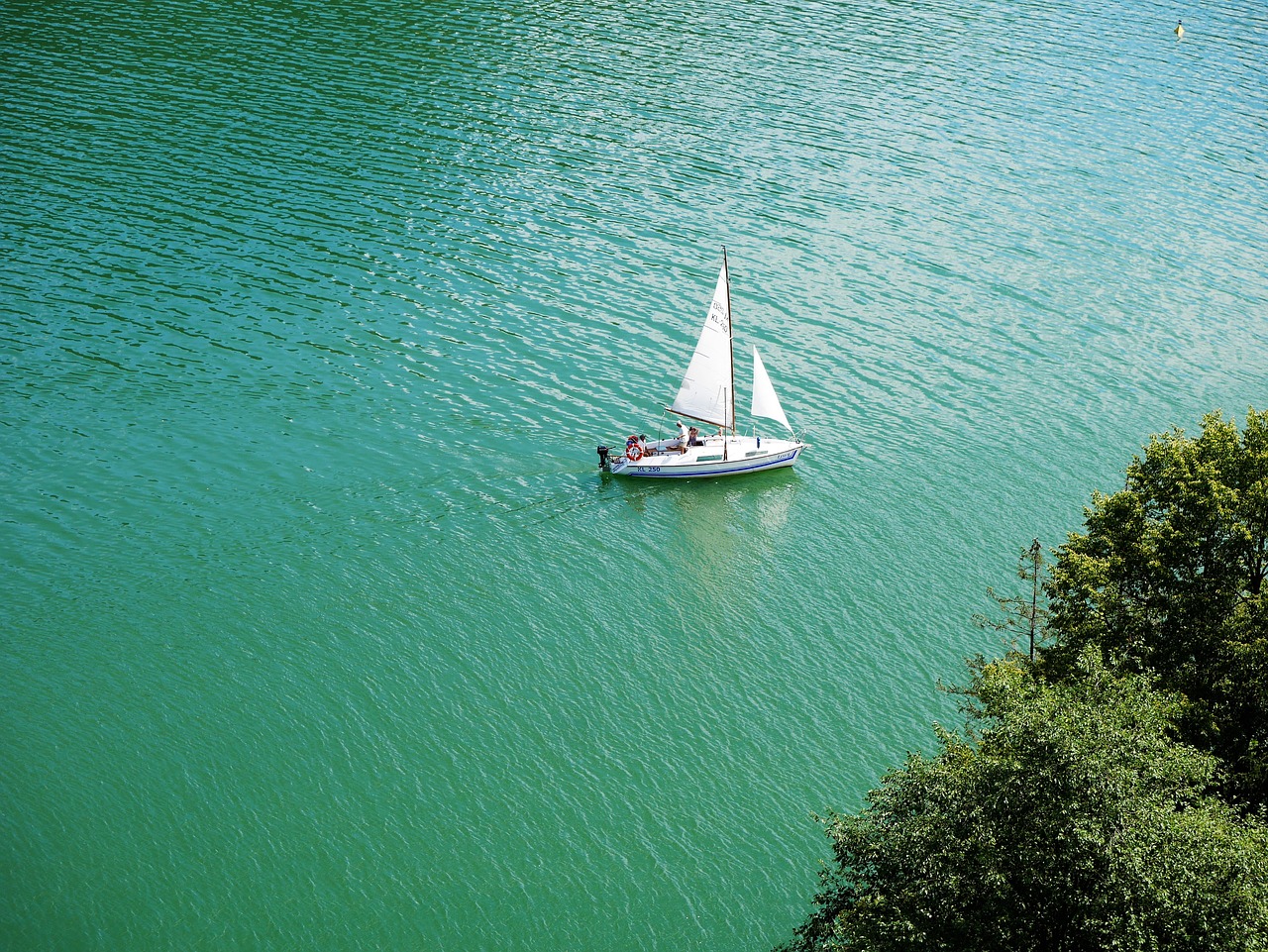 sailboat lake view from above free photo