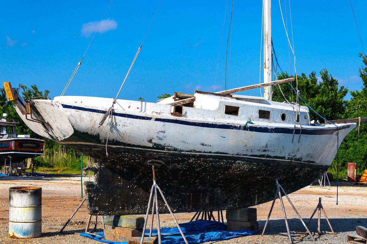 sailboat  dry dock  wooden free photo