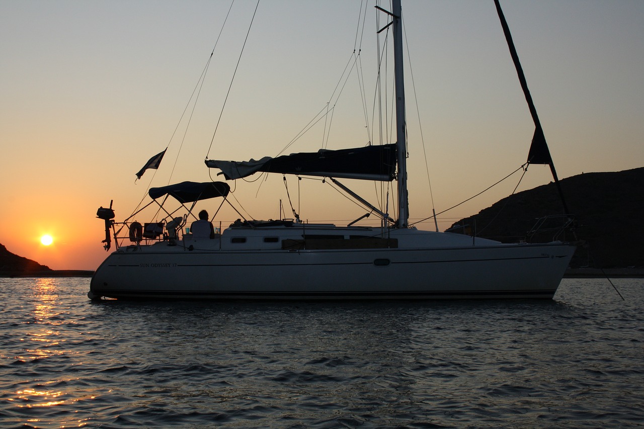 sailboat  sunset  anchorage free photo