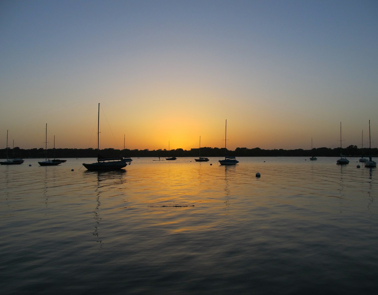 sailboat sunset lake free photo