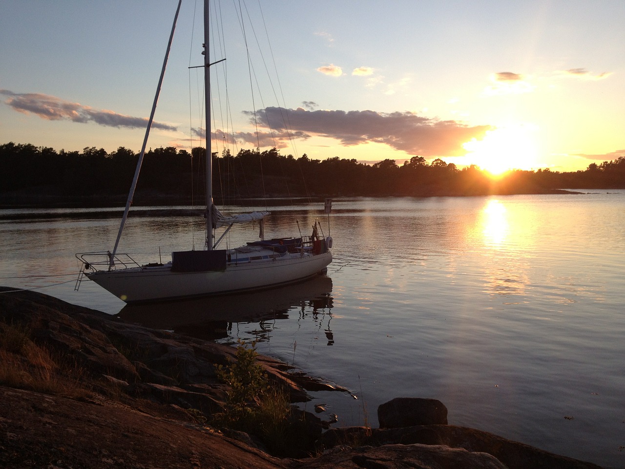 sailboat sweden summer night free photo