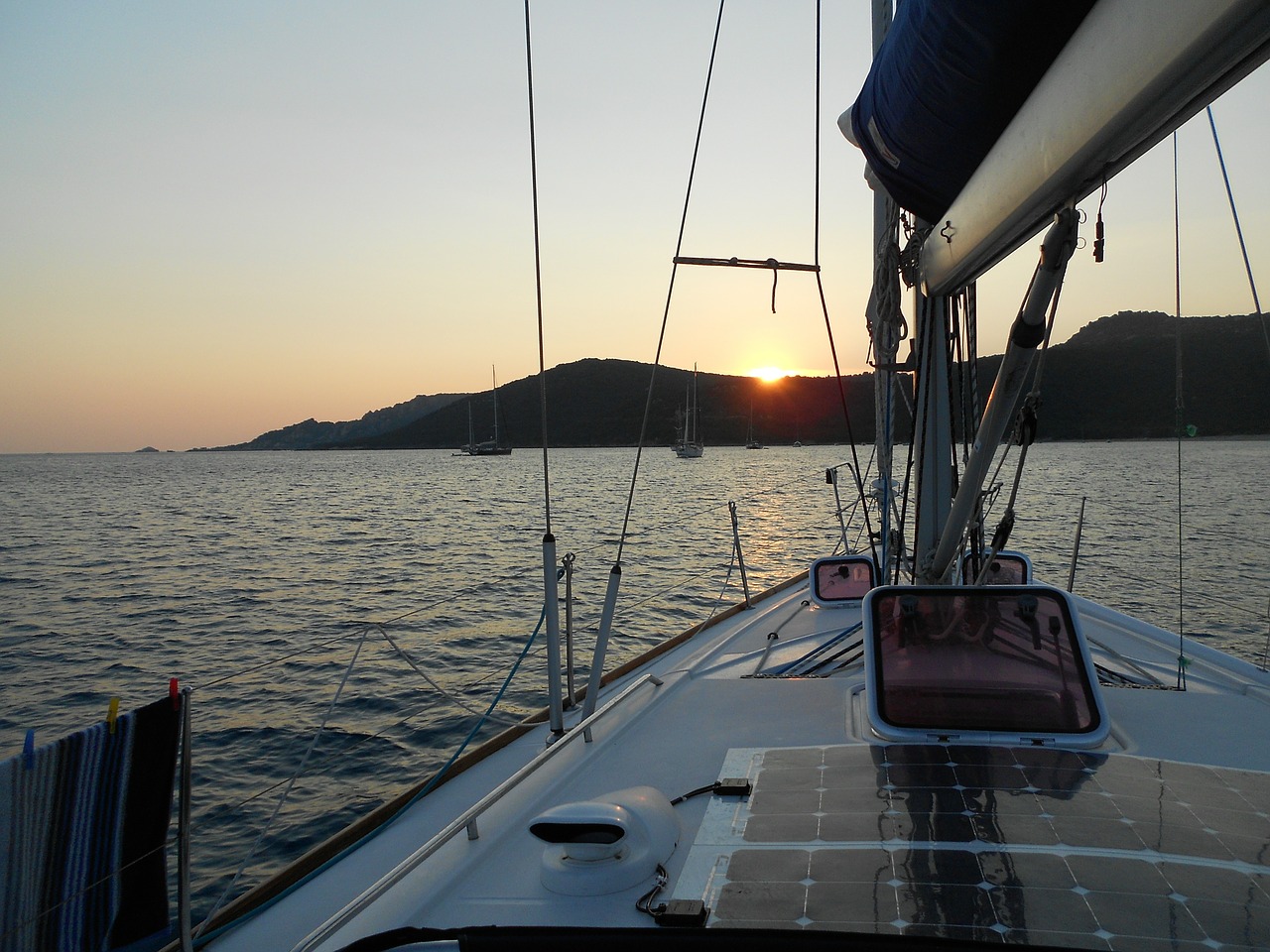 sailboat anchorage sunset free photo
