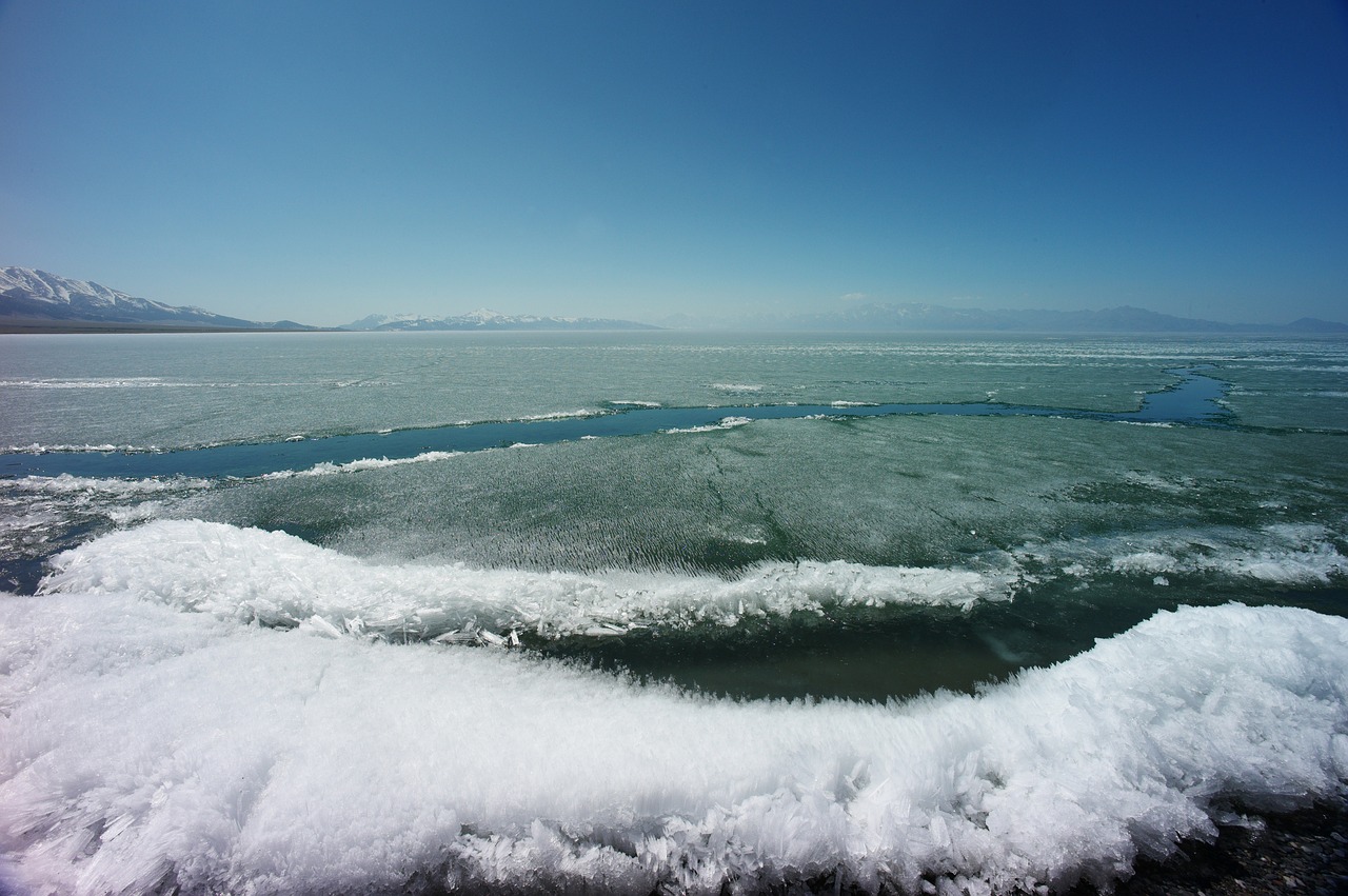 sailimu lake in xinjiang melting ice free photo