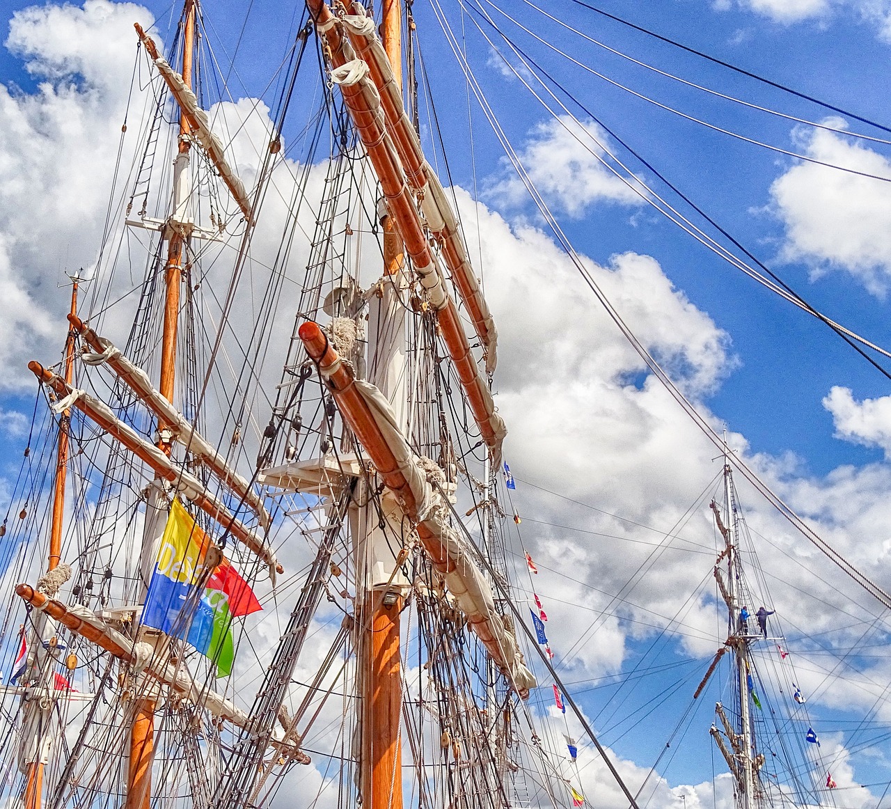 sailing boat sail mast rope free photo