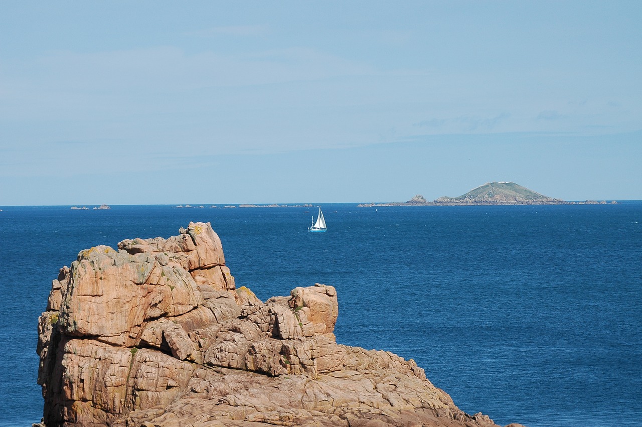 sailing boat brittany rocky coast free photo
