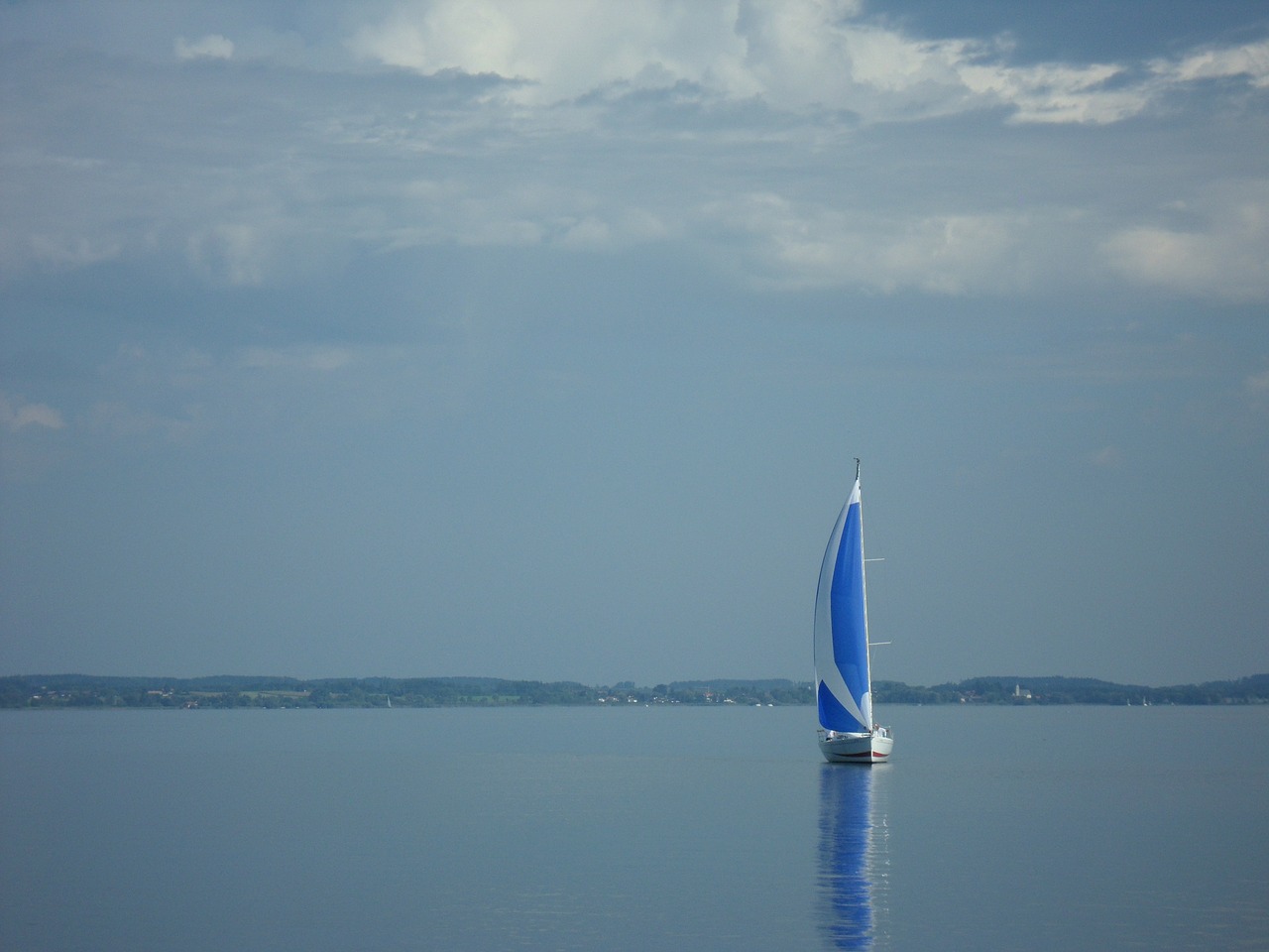 sailing boat lonely blue free photo