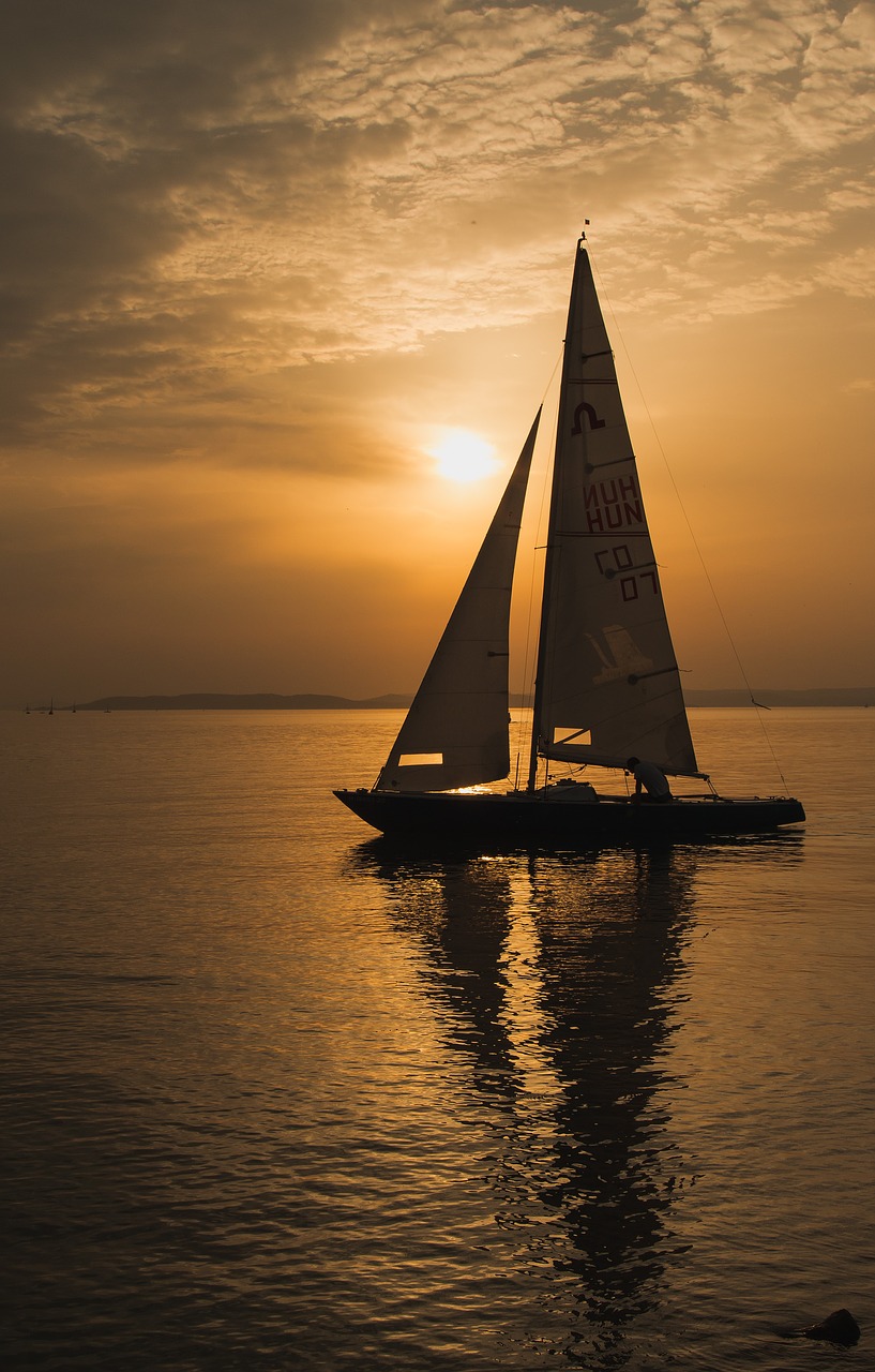 sailing boat  sunset  summer free photo