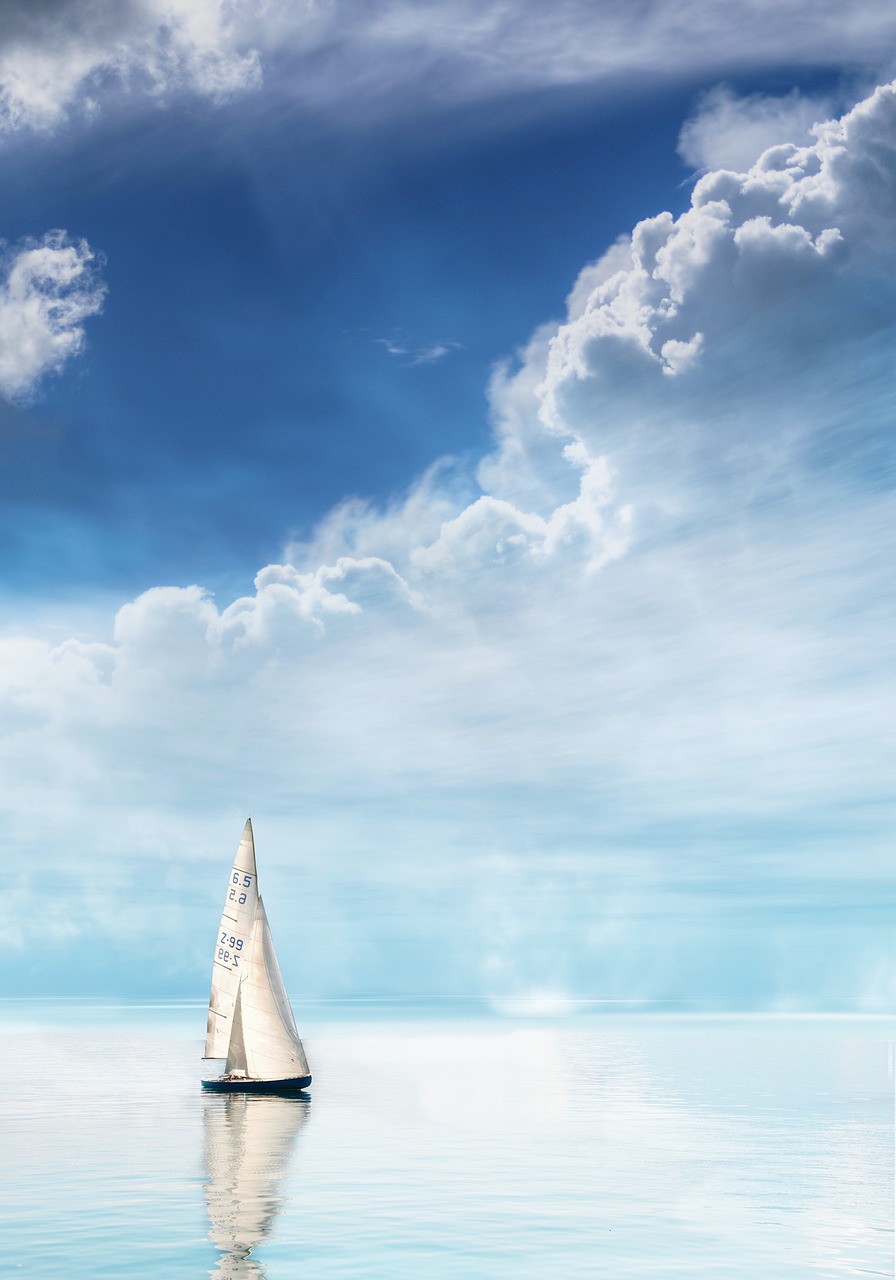 sailing boat  clouds  sea free photo