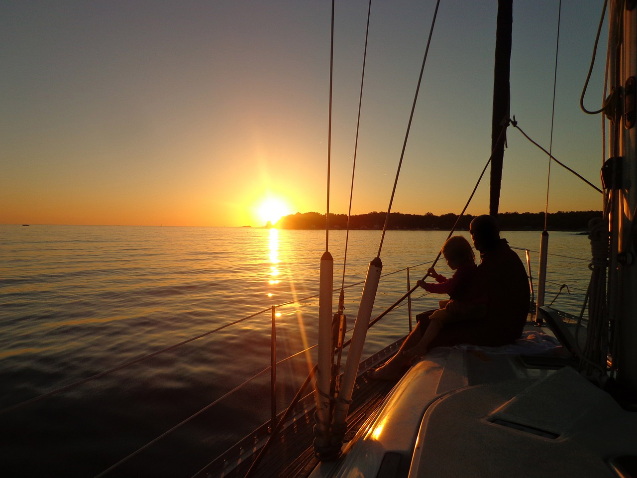 sailing boat sunset sea free photo