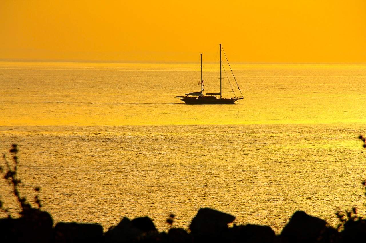 sailing boat sunset sea free photo