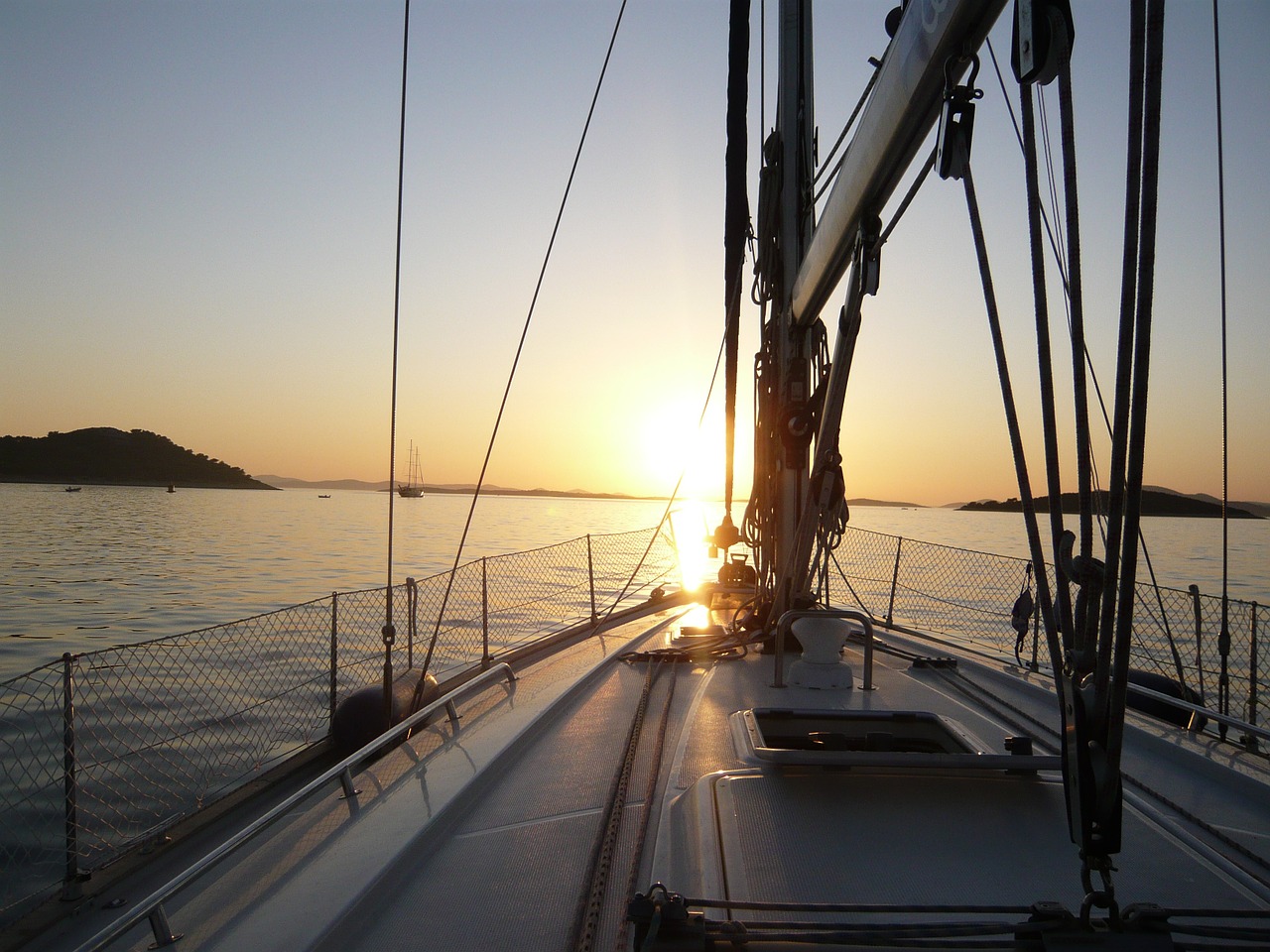 sailing boat sunset sea free photo