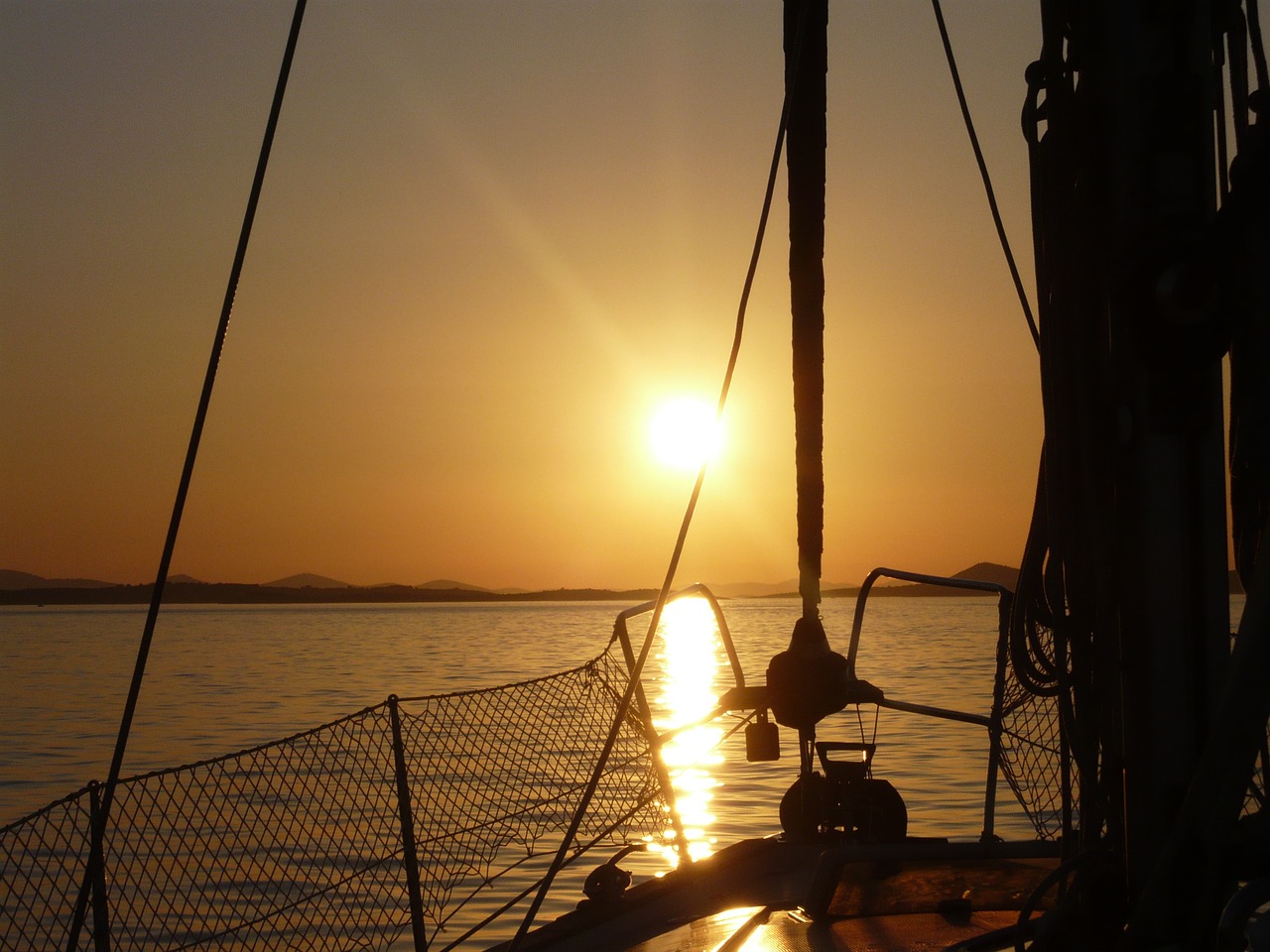 sailing boat sunset marina free photo