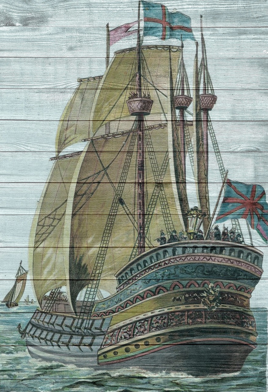 sailing vessel on wood vintage free photo