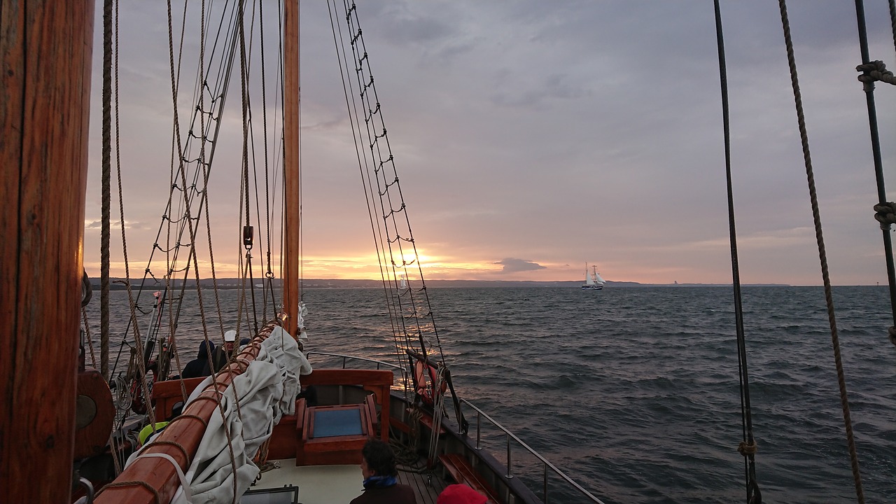 sailing vessel  sunset  baltic sea free photo