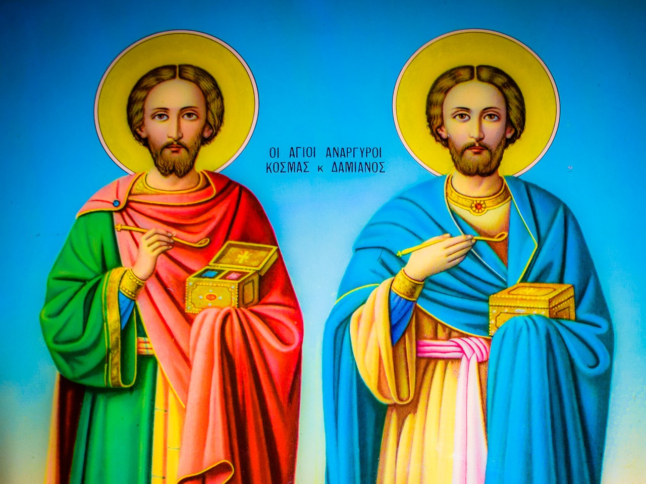 saint kosmas and saint damianos icon church free photo
