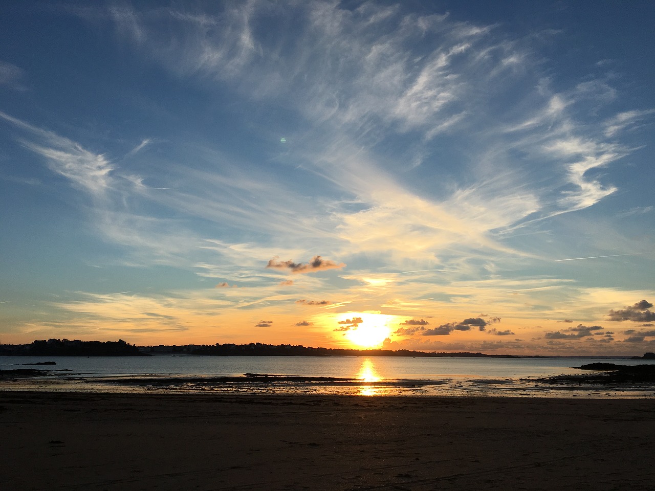 saint malo sunset holiday light free photo