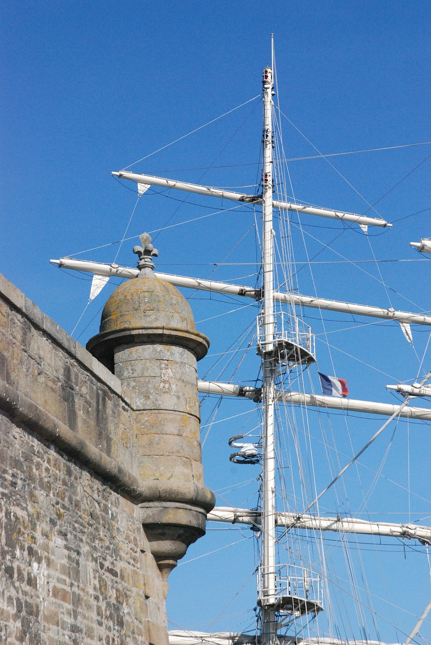 saint malo rampart boat mast free photo