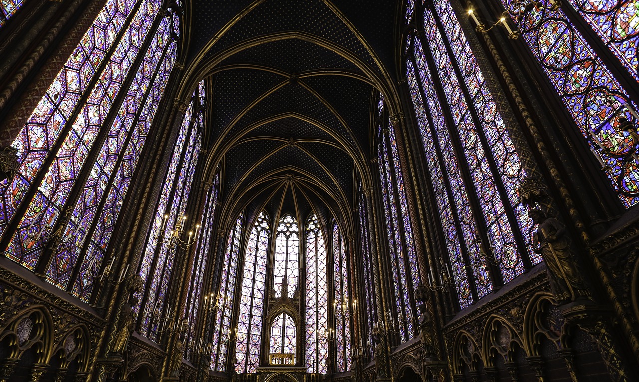 sainte-chapelle paris stained glass free photo