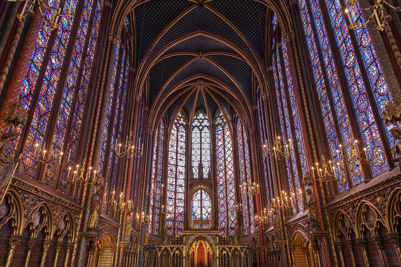 sainte-chapelle stained glass paris free photo