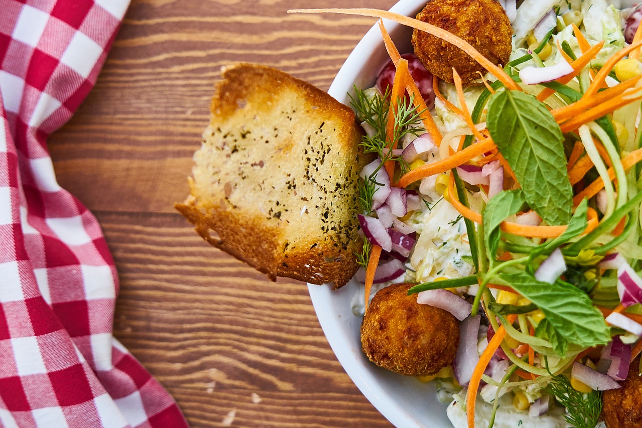 salad bread table free photo