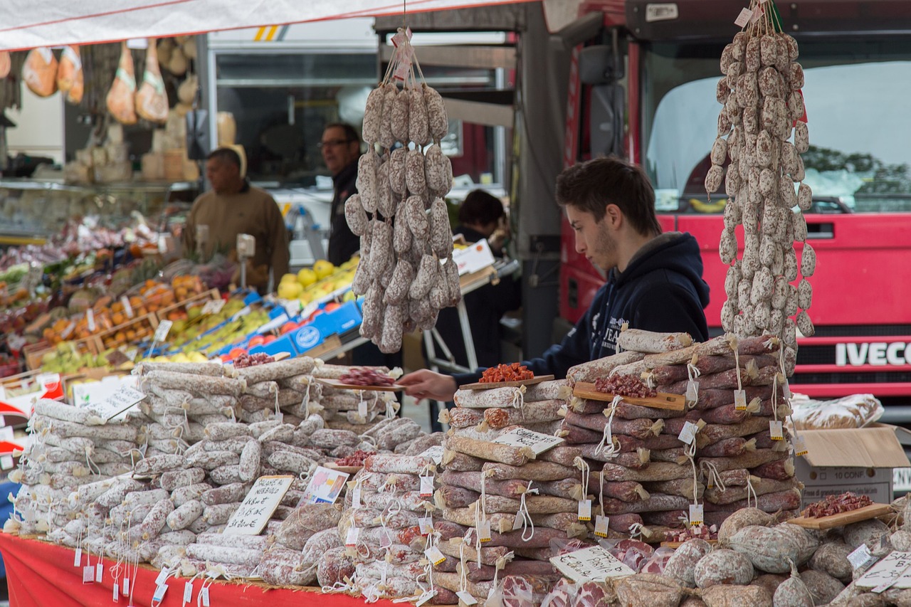 market salami sausage free photo