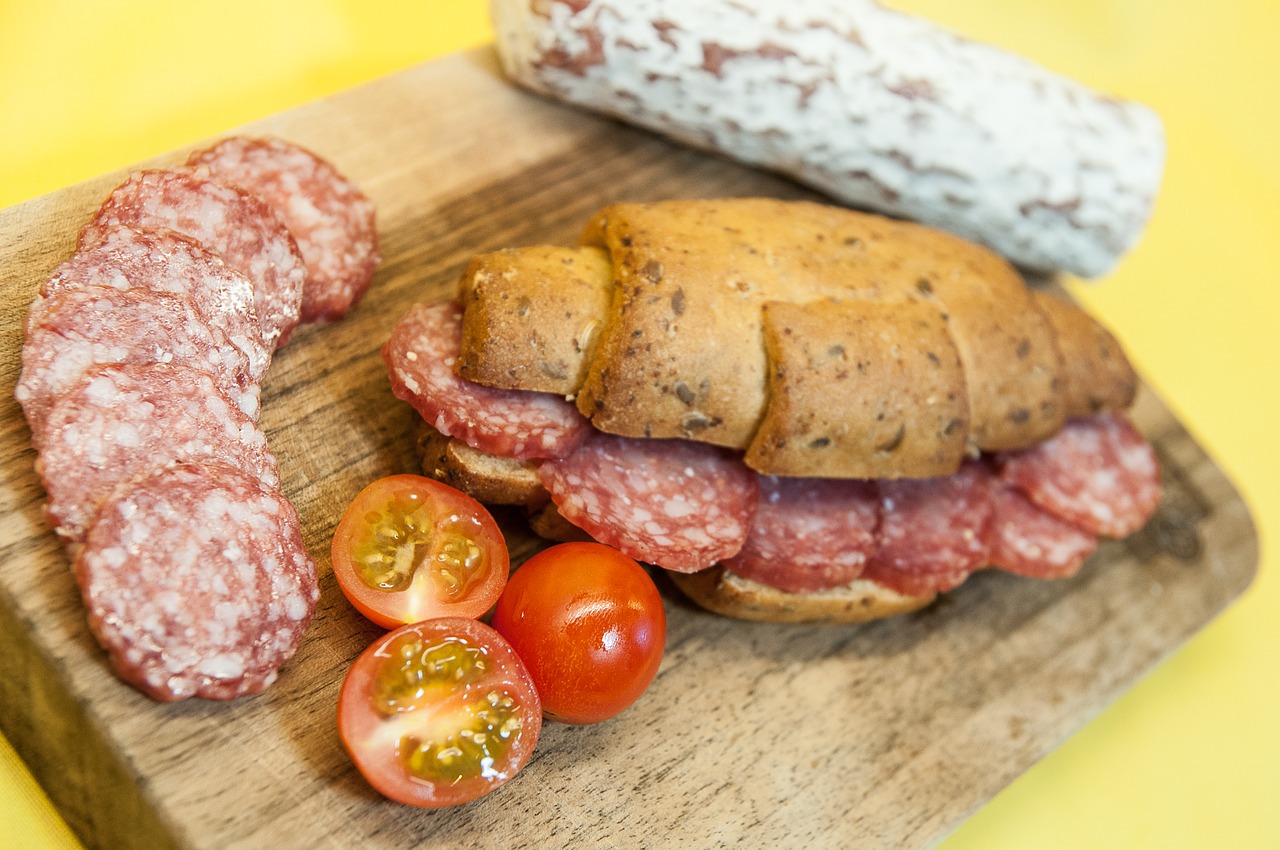 salami roll tomato free photo