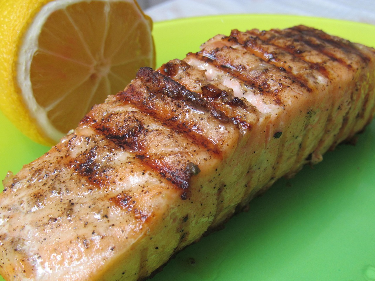 salmon lemon grill free photo